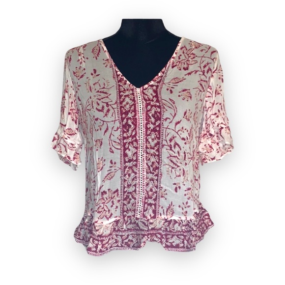 Lucky Brand Tops - - Lucky Brand Women's Border Print Maya Top …